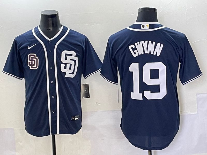 Men 2025 San Diego Padres #19 Gwynn Blue Game Nike MLB Jersey style 30->san diego padres->MLB Jersey
